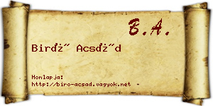 Biró Acsád névjegykártya